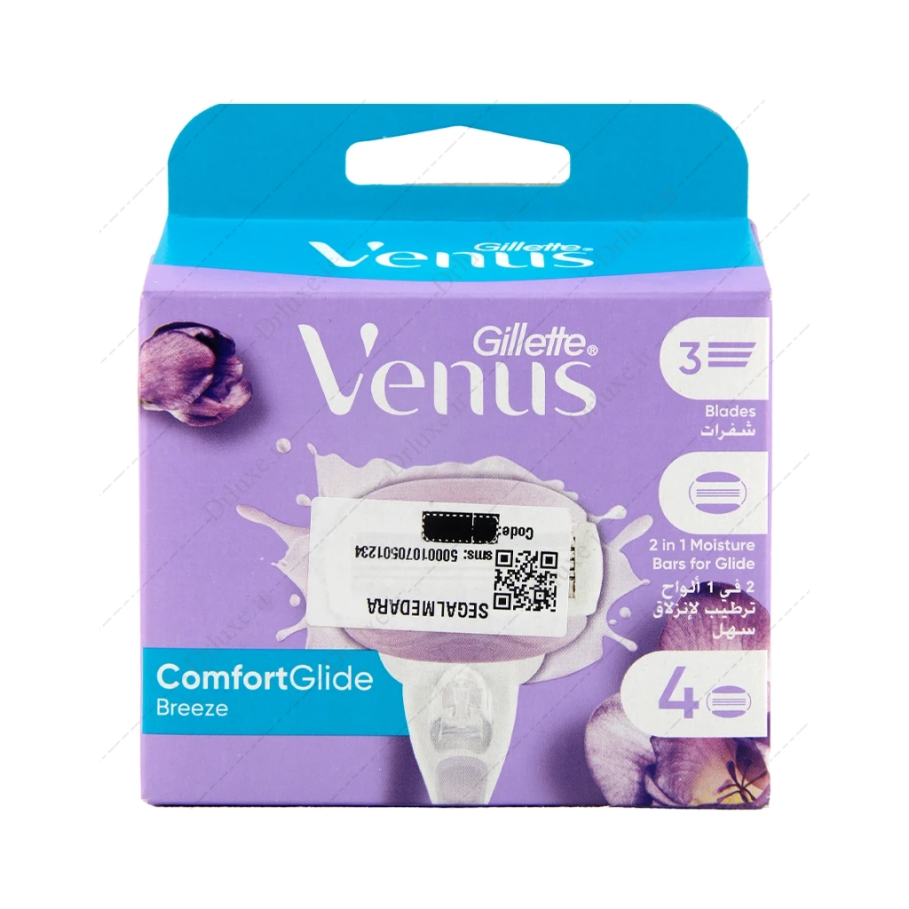 تیغ یدک 3 لبه ژیلت مدل ونوس کامفورت گلاید بریز 4 عدد